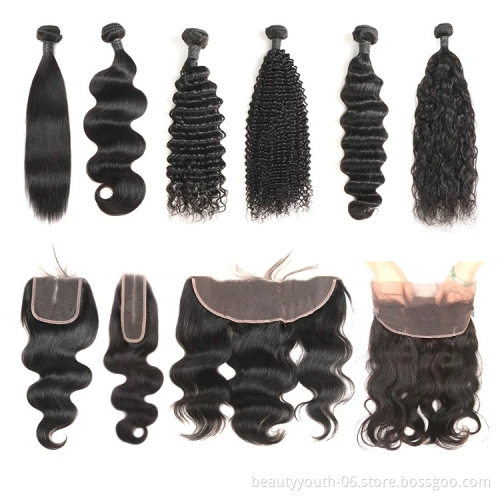 Beauty Youth hair bone straight human virgin peruvian hair bundle straight bone straight human hair lace wig